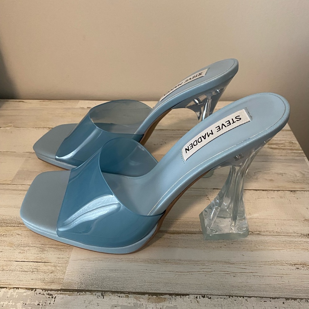 Steve Madden Lipa Vinyl Bell-Heel Dress Sandals